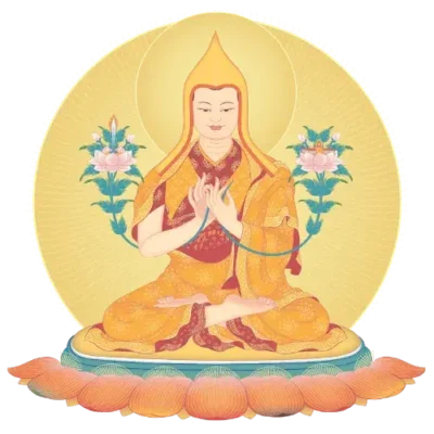 Je Tsongkharpa Buddhist Artwork sitting on a lotus